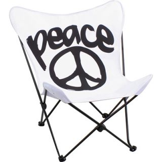 LumiSource Butterfly Chair   Black and White Peace Pattern