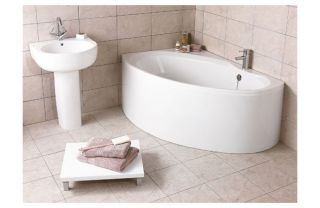 Left Hand Offset Corner Bath   Single Tap   Silver Whirlpool from 