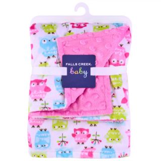 Falls Creek Printed Velboa Baby Blanket   Pink/Owls