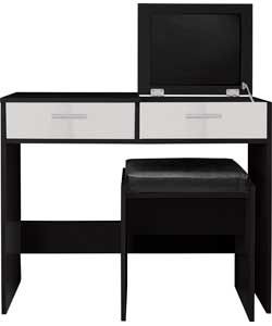 Caspian Dressing Table, Stool and Mirror   White and Black. from 