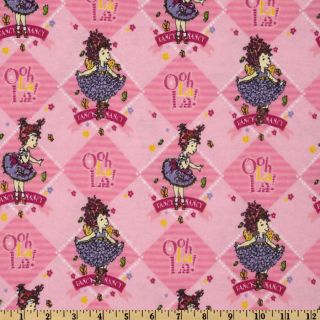 Fancy Nancy Flannel Ooh La La Argyle Pink   Discount Designer Fabric 
