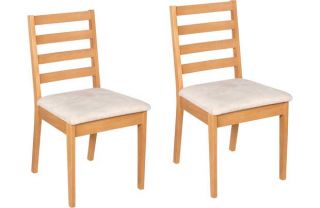 Pair of Slatted Back Oak Chairs   Cream. from Homebase.co.uk 