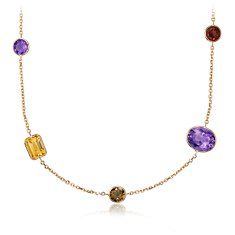 Multicolor Gemstone Necklace in 14k Yellow Gold   18 Long