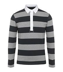 Thom Grey Striped Knitted Rugby Shirt