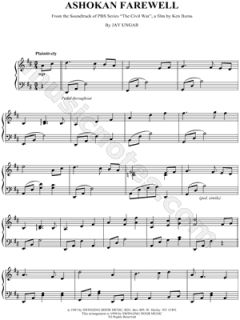 Jay Ungar   Ashokan Farewell Sheet Music (Piano Solo)    