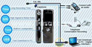 4GB 1.37 CL R10 USB Digital Voice Recorder with  Function Black 