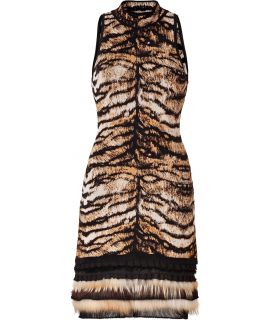 Roberto Cavalli Bronze/Black Intarsia Knit Dress  Damen  Kleider 