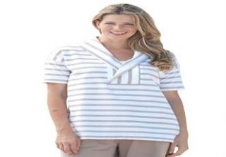 Plus Size Top, striped with shawl collar, oversized boxy shape  Plus 