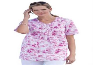 Plus Size Top, cotton/linen tunic with pintuck details image