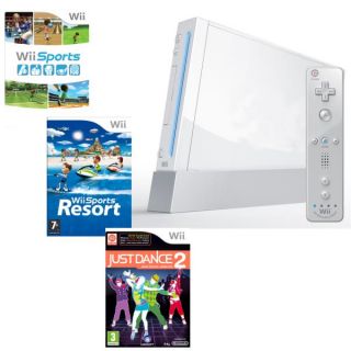 Nintendo Wii Console (White) Bundle (Including Wii Sports Resort and 
