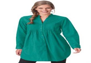 Plus Size Top in 32 tunic length with pintuck details  Plus Size 