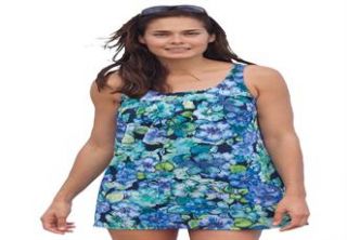 Plus Size Printed 2 piece tunic swimdress by Swim 365®  Plus Size 