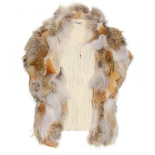Miu Miu   RIBBED KNIT VEST WITH FUR TRIMMED OVERLAY    