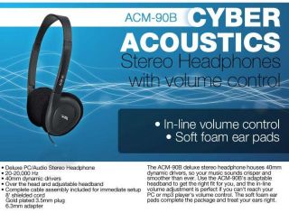 Cyber Acoustics ACM 90 Stereo Headphones with volume control Item 