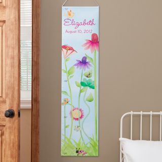 9510   Flowers & Butterflies Personalized Growth Chart   Full View