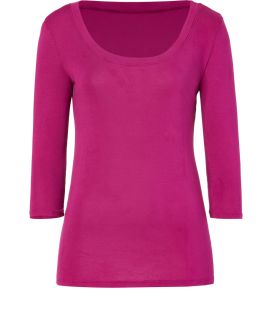 Michael Stars Jelly Bean Pink Scoop Neck Cotton T Shirt  Damen  T 