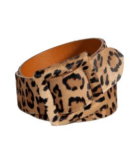 Polo Ralph Lauren Camel Leopard Print Haircalf Belt  Damen 