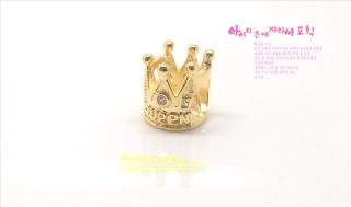   925 Silver Core with 14K GOLD Ladies Crown European Bead CHARM GP004