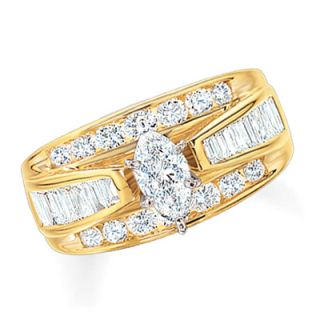 CT. T.W. Marquise Diamond Cathedral Bridge Ring in 14K Gold   View 