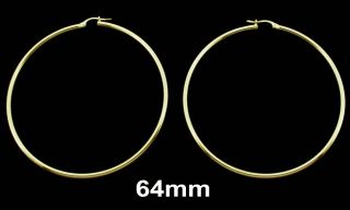 9CT GOLD PLATED ON STERLING SILVER SML MED LARGE POLISHED HOOP SLEEPER 