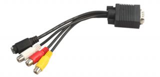 VGA to S Video 3 RCA TV AV Converter Cable Black   Tmart