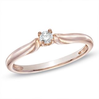 10 CT. Diamond Solitaire Promise Ring in Pink Rhodium Plated 