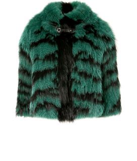 Roberto Cavalli Emerald Black Fade Fox Fur Jacket  Damen  Jacken 