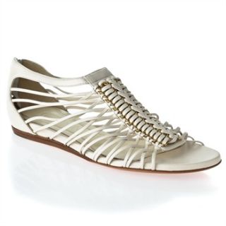 Alexander McQueen Cream/Gold Leather Caged Sandals