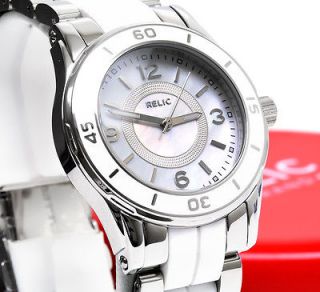 New RELIC (by Fossil) Ladies Watch $85 White Acrylic Band & Mother 