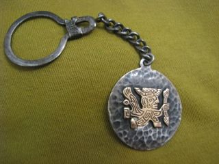 OLD CUZCO Peruvian Solid 18k Gold & 925 Silver Keychain 1960s