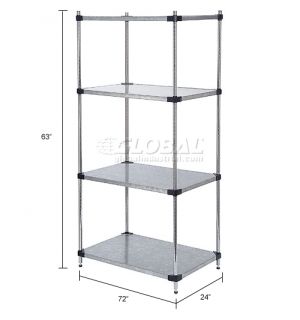 72x24x63 Solid Steel Shelving. Galvanized Steel Shelving At 