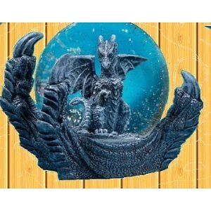 Mystical Gothic Medieval Dragon statue Snow Globe statue sculpture new