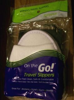 On the Go TRAVEL SLIPPERS FOR WOMEN   White w/ Black Carrying Case 