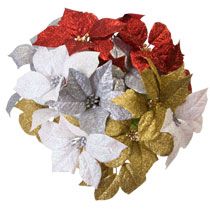 Home Floral Supplies & Decor Christmas Floral 5 Stem Glittery 