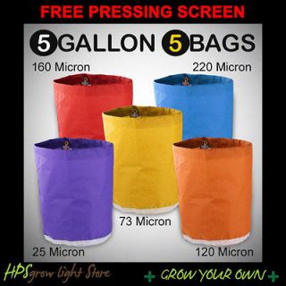GAL GALLON 5 BAG HERBAL ICE BUBBLE HASH BAG EXTRACTOR KIT + PRESSING 