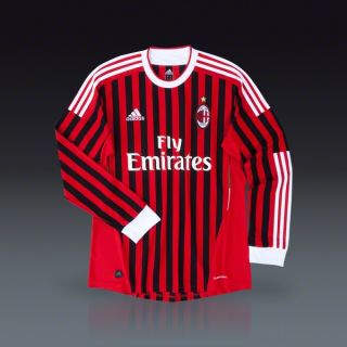 adidas AC Milan Long Sleeve Home Jersey 11/12  SOCCER