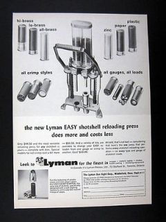 Lyman Gun Sight EASY Shotshell Reloading Press 1965 print Ad 
