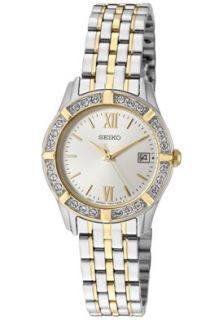 Seiko SXDE50P1 Watches,Womens White Swarovski Crystal Silver Dial 