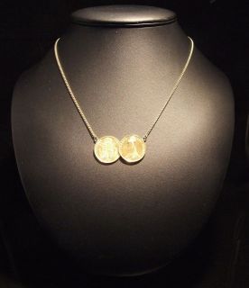 22ct GOLD DOUBLE COIN PENDANT NECKLACE 2 COIN TWO COIN NECKLACE BY 