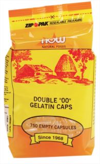 Buy NOW Foods   Gelatin Caps Double 00 Size   750 Capsules at 