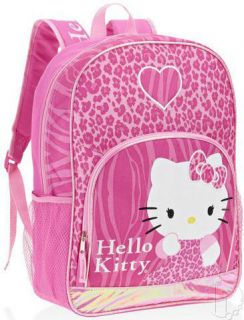 New 2012 HELLO KITTY leopard print and hearts Backpack Book Bag FULL 