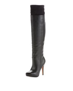 Remy Contrast Top Over The Knee Boot, Black   Last Call by Neiman 