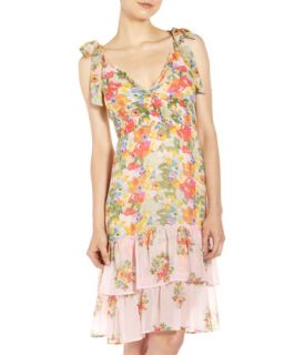 Ruffled Floral Print Dress   