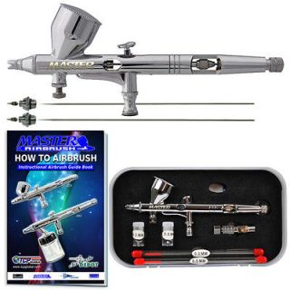 New MASTER PRO Dual Action Gravity Feed AIRBRUSH KIT SET w/ 3 TIPS 