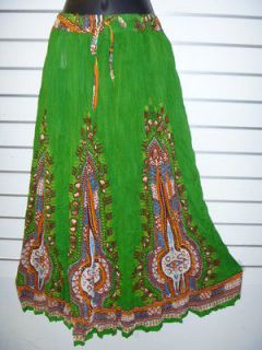 Sexy Exotic Rasta Hippy Green African Dashiki Print Skirt fits S M L 