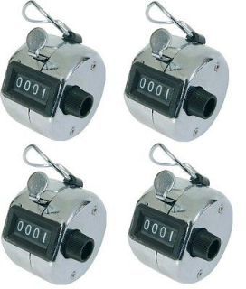 Pack of 4 Quality Four Digit Hand Tally Counters Clickers Palm Golf 