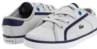 NEW Boys LACOSTE Darton BP SPI CNV Sneakers Shoes Gray/Blue Size 4 