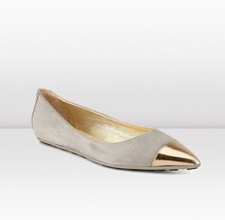 Jimmy Choo  Wendy  Suede and Mirror Leather Pointy Toe Flats 
