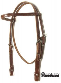 Browband Headstall Martin Saddlery StitchedHeavy Oiled Stainless 