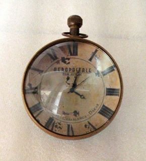 Pocket Watch Ball Clock   Antique Large Twin Magnifier Brass Cased 